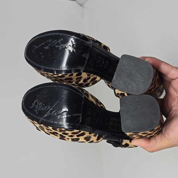Alice + Olivia Mini Leopard Platform Open Toe Heel Sandals Size 37.5 - Picture 5 of 6